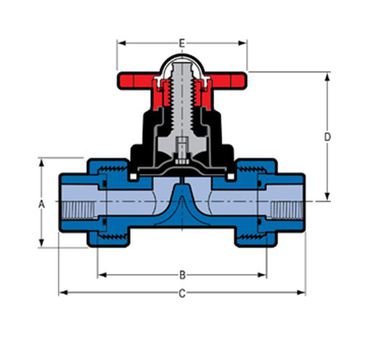 PVC LXT/TEF/EPDM TU DIA VLV 1/2"