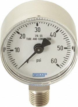 316SS WIKA PRESS GAUGE 0-60 PSI