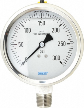 PRM PRESS GAUGE 300 PSI 4" FACE