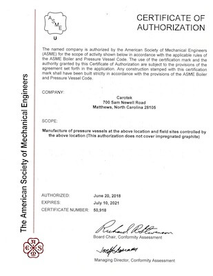 Seal Pot ASME Certificate of Authorization